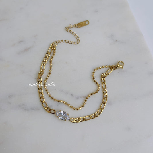 White crystal layered bracelet