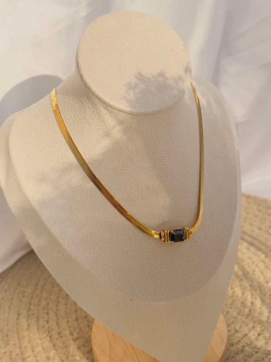 Black crystal snake chain necklace