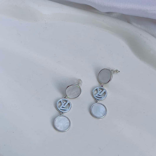 Lv earrings silver plated
