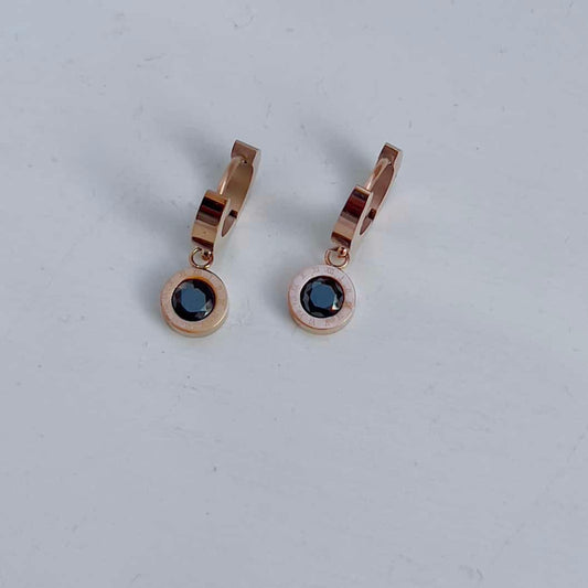 Roman black crystal drop earrings