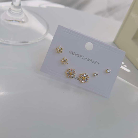 Flower zirconia 925 plated  Piercing earrings