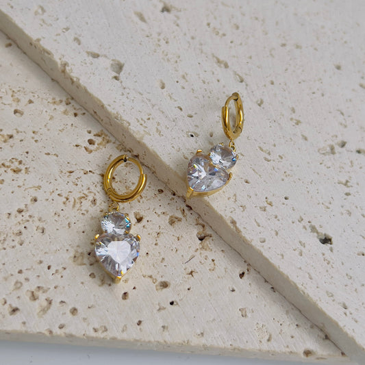 White heart drop earrings