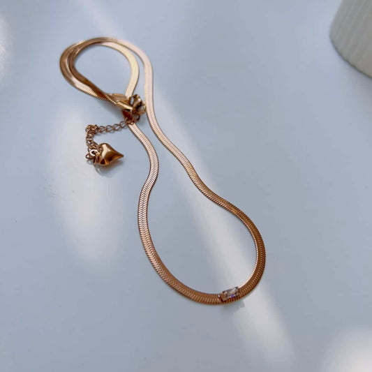 Small white crystal snake chain