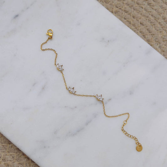 Tiny marquise white crystal bracelet