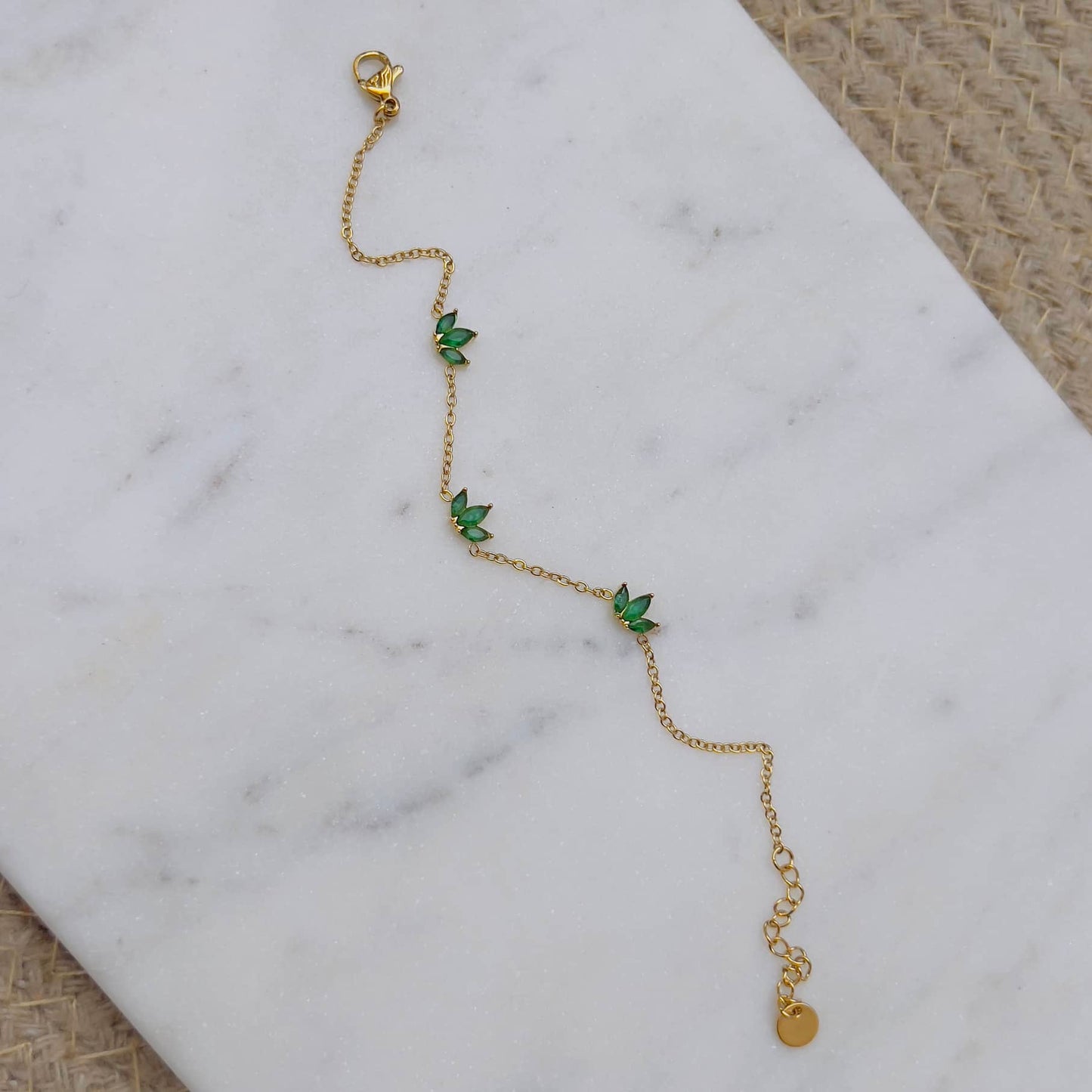 Tiny emerald crystal minimal bracelet