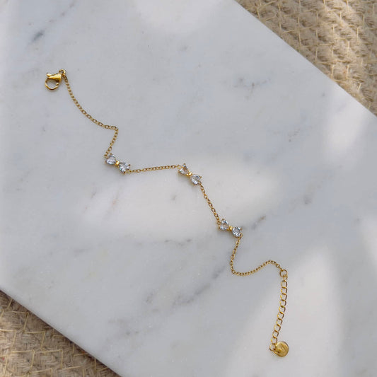 White bow crystal minimal bracelet
