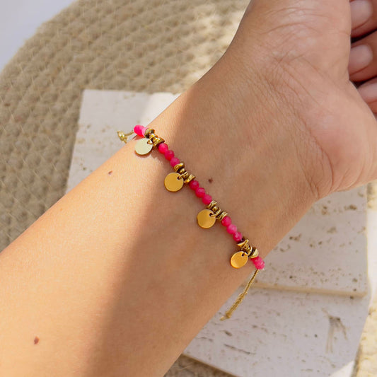 Pink neutral stone beaded bracelet