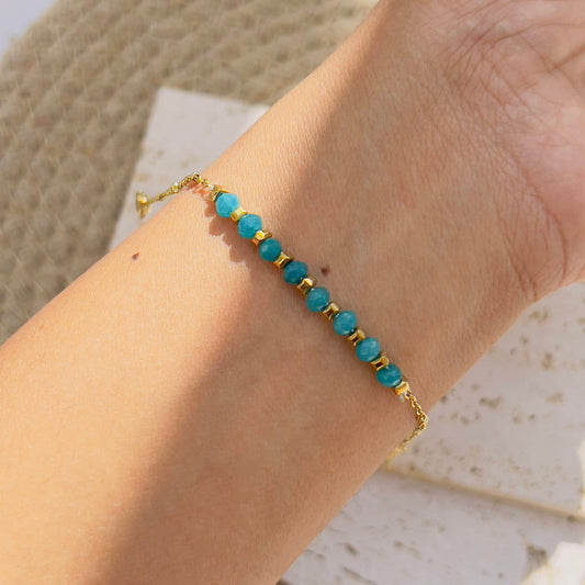 Teal neutral stone beaded bracelet