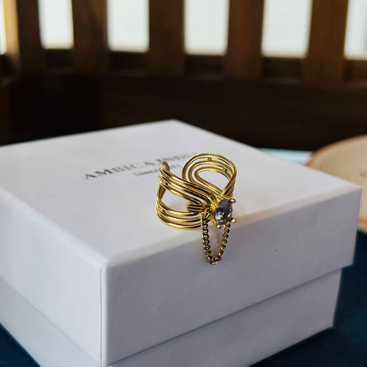 White crystal adjustable ring